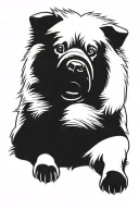 smooth coat chow chow sitting facing forward tattoo design idea