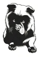 smooth coat chow chow sitting facing forward tattoo design idea