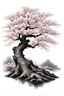 cherry Blossom tree trunk tattoo design idea