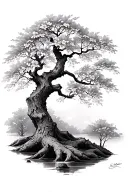 cherry Blossom tree trunk tattoo design idea