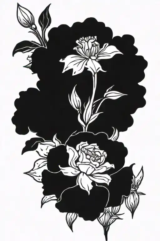 carnation and snowdrop in the background with the name crystal across tattoo design idea