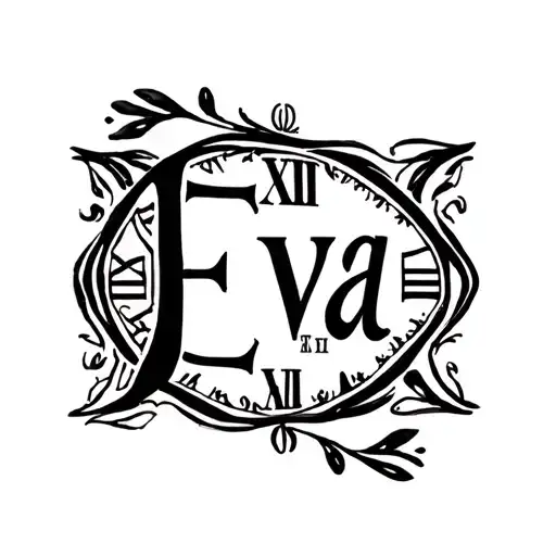 "Eva XXVIII. IX" "Eva 28.09 in Roman numerals" name with date or birth tattoo design idea