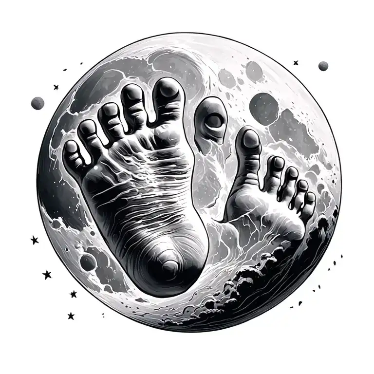 baby foot print on the moon tattoo design idea
