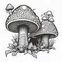mushroom shaman totem tattoo design idea