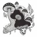 mushroom shaman totem tattoo design idea