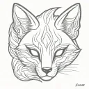 fierce kitsune mask split tattoo design idea