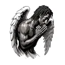 Male Angel Praying With Dreads Tattoo tattoo design idea