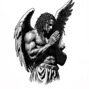 Male Angel Praying With Dreads Tattoo tattoo design idea
