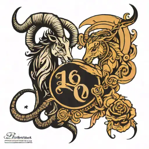 Capricorn and leo zodiac sign tattoo design idea