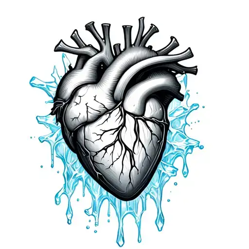 heart of ice with ice going thru my viens tattoo design idea