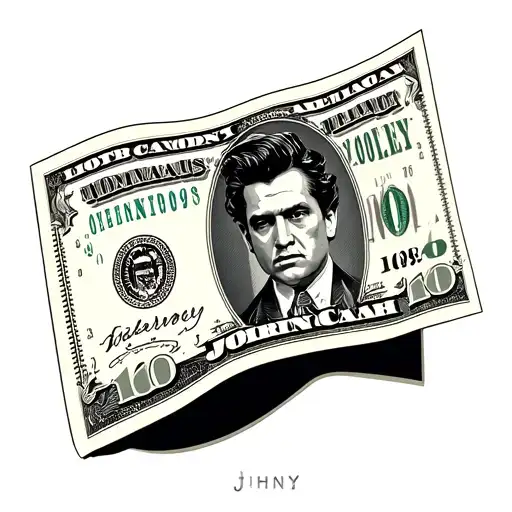 American dollar bill with Johnny cash name in the middle  tattoo design idea