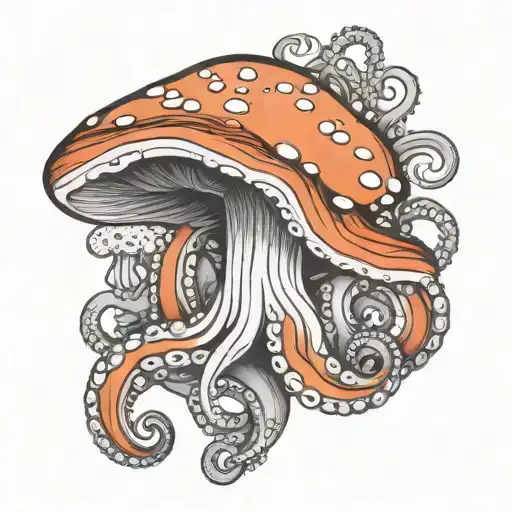 mushroom and octopus tentacles tattoo design idea