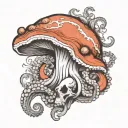 mushroom and octopus tentacles tattoo design idea