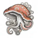 mushroom and octopus tentacles tattoo design idea