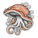mushroom and octopus tentacles tattoo design idea