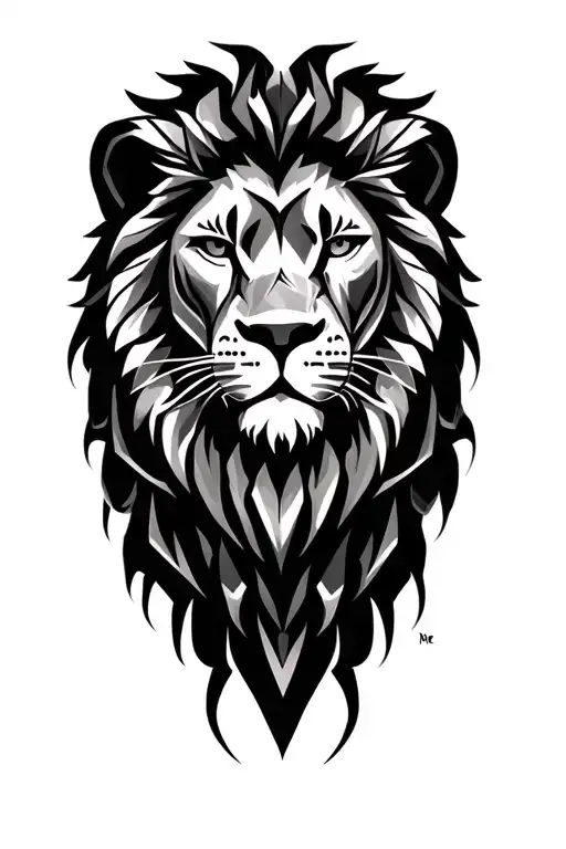 lion head with geo patern inspired by sandevistan tattoo design idea