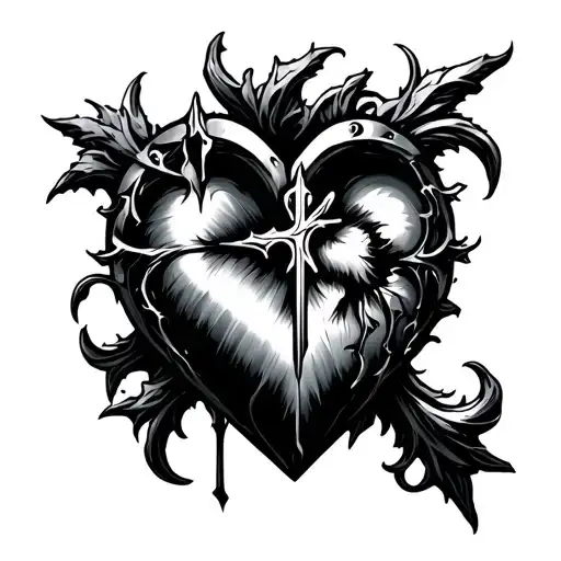 ' Fear god chrome heart cross tattoo design idea
