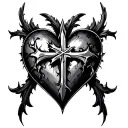 ' Fear god chrome heart cross tattoo design idea