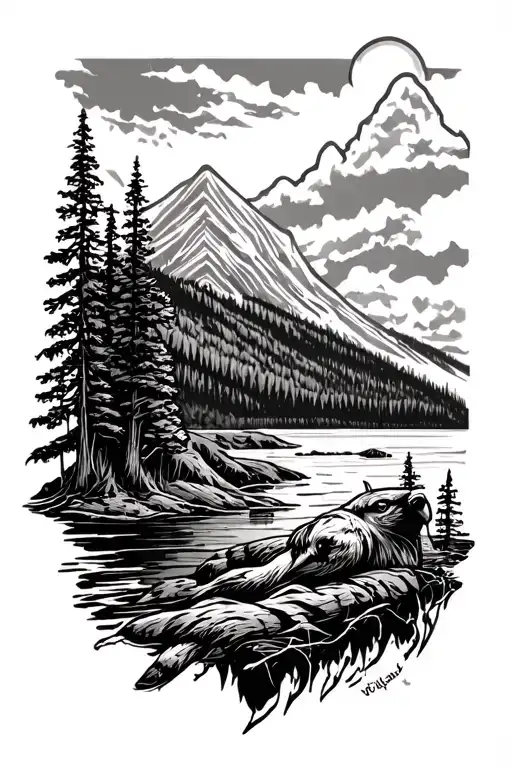 american wilderness theme half sleeve tattoo design idea