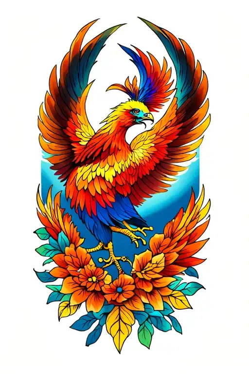 Colorful Phoenix tattoo design idea