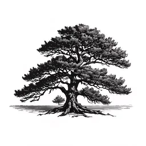 Lebanese cedar tree tattoo design idea