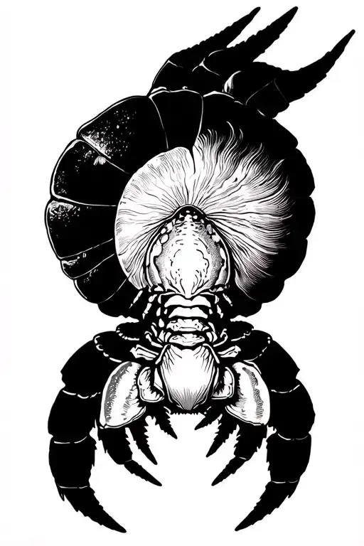 hermit crab shell morphed tattoo design idea