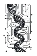 dna strand unraveling into a circuit board design connecting to my fingers tattoo design idea