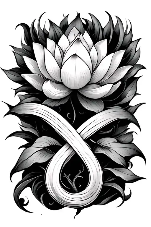 lotus flower intertwined infinity symbols tattoo design idea