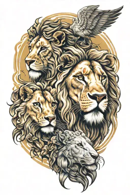 jesus lion and lamb tattoo design idea