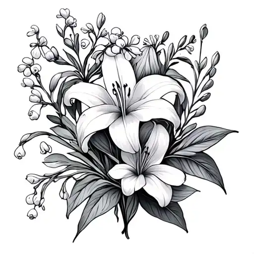 Gemini Lavender & Lily Of The Valley Zodiac sign gemini tattoo design idea