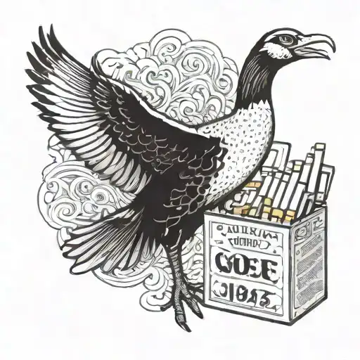 open pack of cigarettes with goose and the year 1936-2019 tattoo design idea