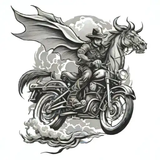 ride the lightning western tattoo design idea