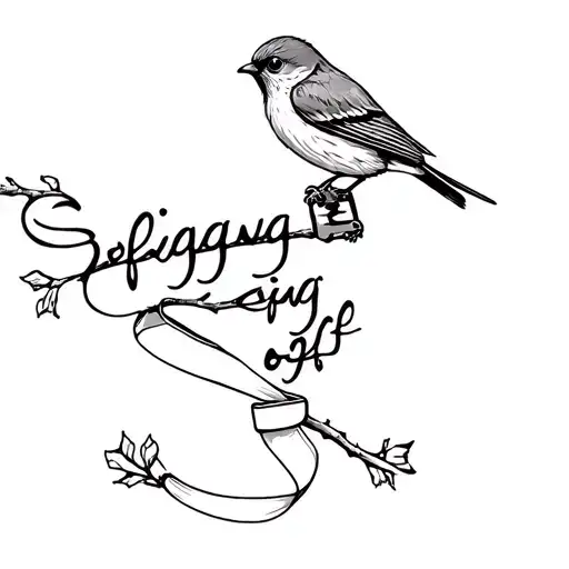 "Sparrow flyinggggg off branch " holding key and ribbon tattoo design idea