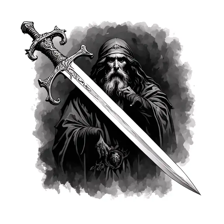 biblical sword tattoo design idea