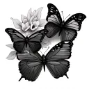 Three butterflies symbolising a child and two parents tattoo design idea