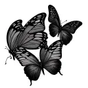 Three butterflies symbolising a child and two parents tattoo design idea