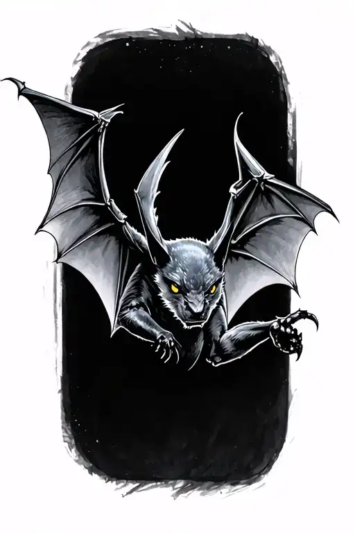forearm bat flying tattoo design idea