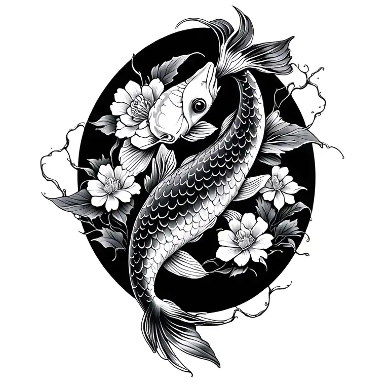 I want to add florals to a koi fish tatto I already have tattoo design idea