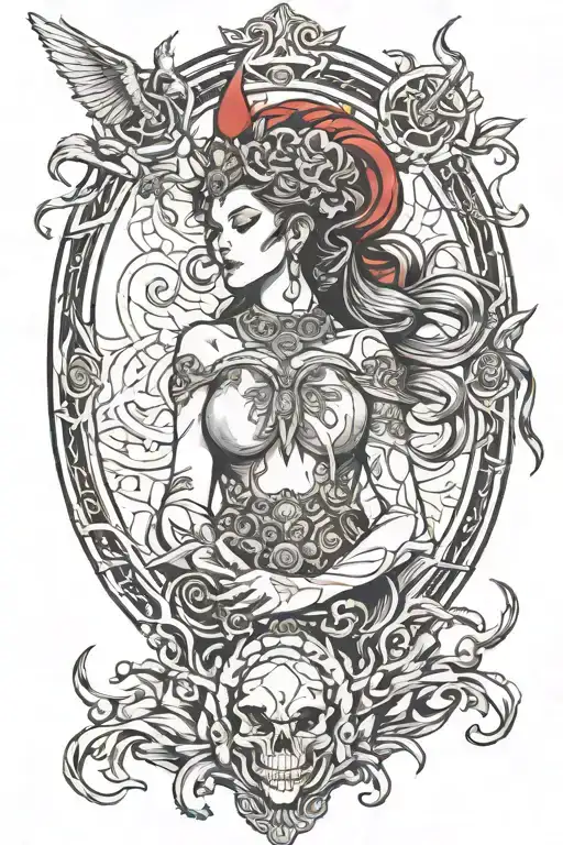 nemesis goddess of revenge tattoo design idea