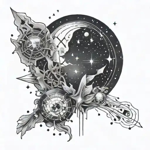 A celestial design featuring constellations and galaxies, symbolizing the vastness of the universe and the infinite possibilities of life tattoo design idea