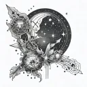A celestial design featuring constellations and galaxies, symbolizing the vastness of the universe and the infinite possibilities of life tattoo design idea
