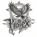 rise of the phoenix with heartbeat line forming the words Cj, Marcelo, Edlyn, Anistyn tattoo design idea