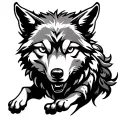 stylized minimalistic celtic knotwork wolf running, blackline, no background tattoo design idea