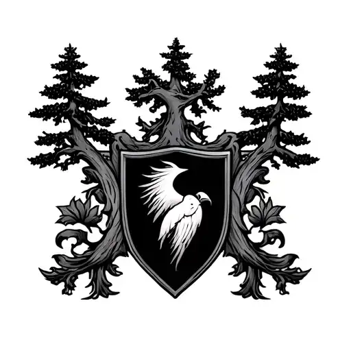 lee family crest using trees tattoo design idea
