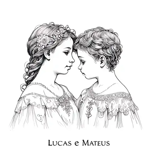 "Lucas e Mateus" Mother love for children 2 twin boys tattoo design idea