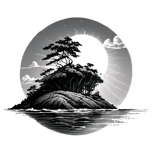 headlight and island tattoo design idea