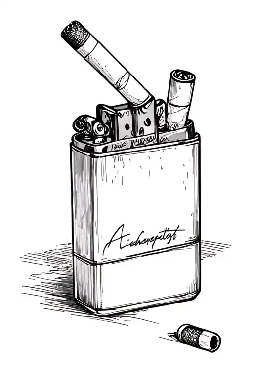 cigarettes n bic lighter tattoo design idea