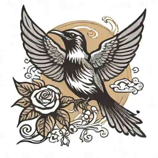 sailor Jerry style. swallow bird. black and grey. tattoo design idea