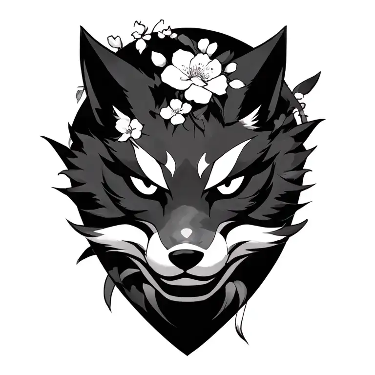 Kitsune mask, chery blossom, katana, fairy tail symbol, fullmetal alchemist brotherhood symbol tattoo design idea
