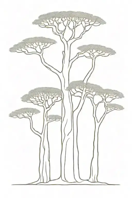 oneline tattoo of 3 baobab tree tattoo design idea
